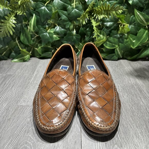 Italy Bragano Cole Haan Men\'s size 10 Brown woven leather Loafers dress shoes main image 10